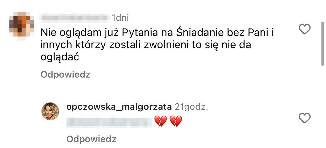 Komentarze pod wpisem Małgorzaty Opczowskiej