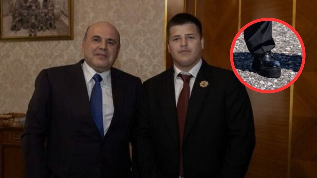 Kadyrov's son meets with the Russian Prime Minister. His shoes draw attention.