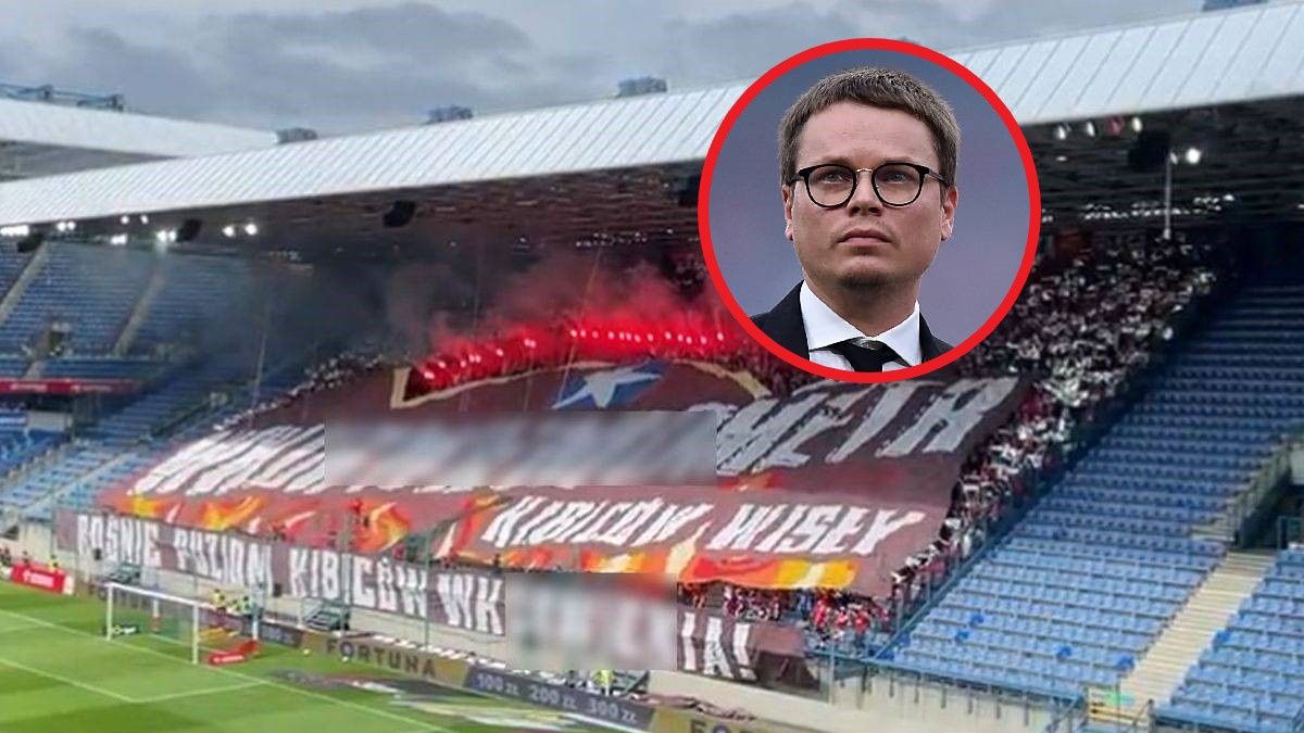 Na zdjęciu: Stadion Wisły Kraków, w kółku Jarosław Królewski