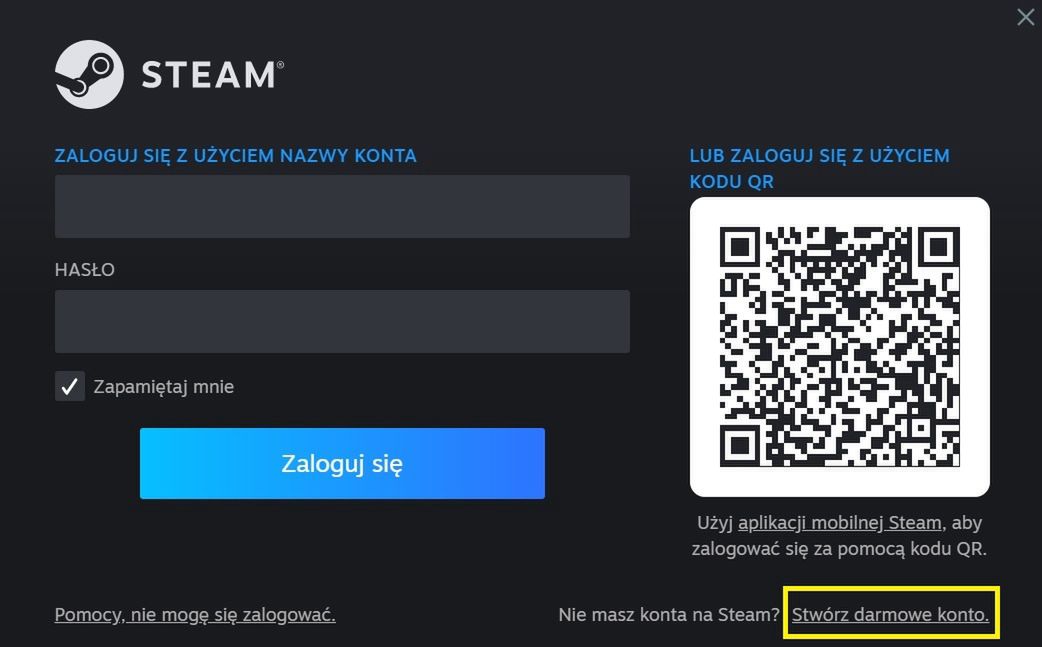 Zakładanie konta Steam