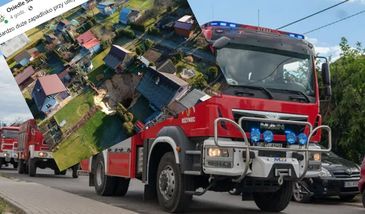 Głębokie zapadlisko przy ogródkach działkowych. Dół ma kilka metrów