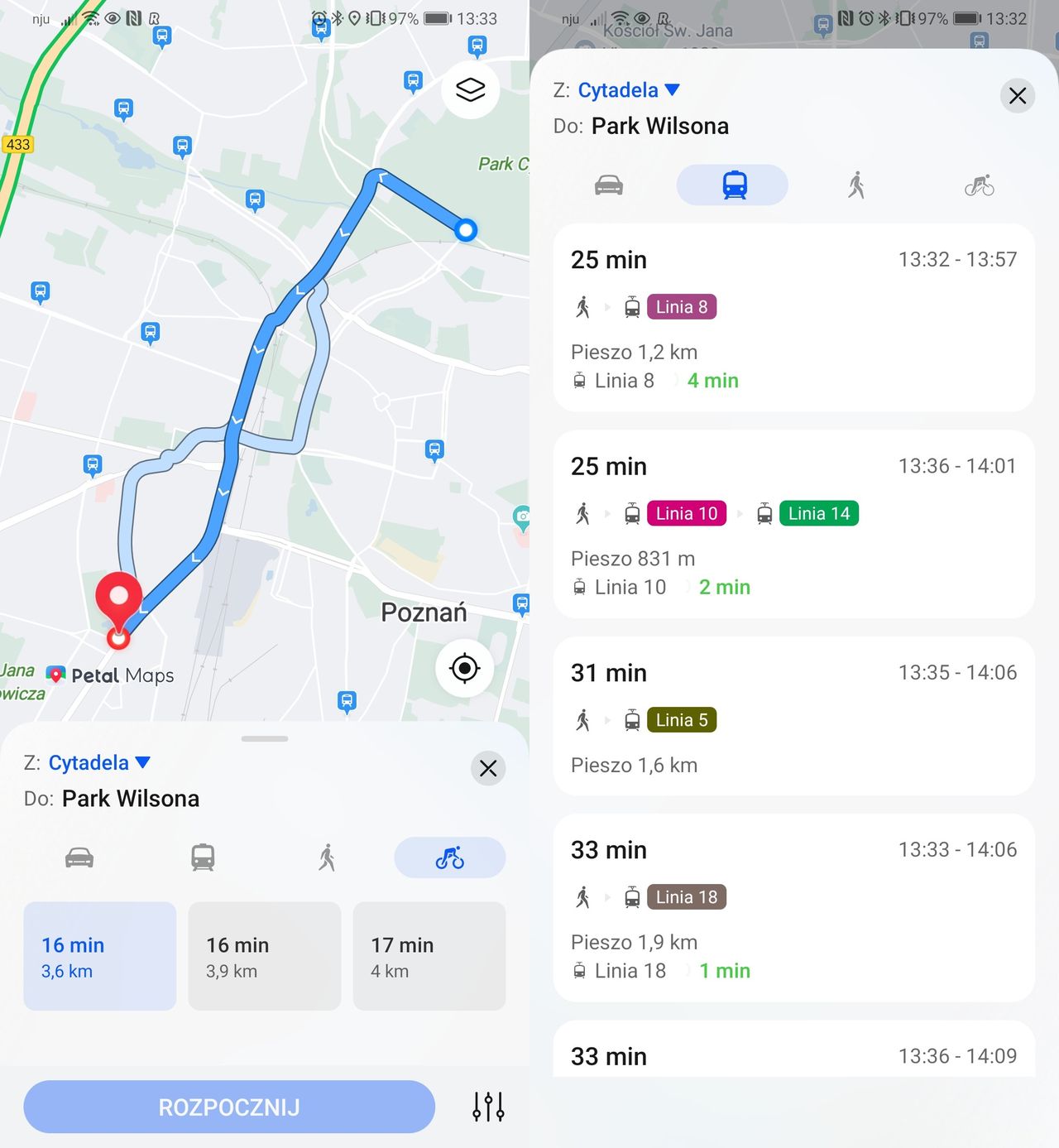Na smartfonach Huawei otrzymujemy dostęp do znakomitej nawigacji, jaką są Mapy Petal