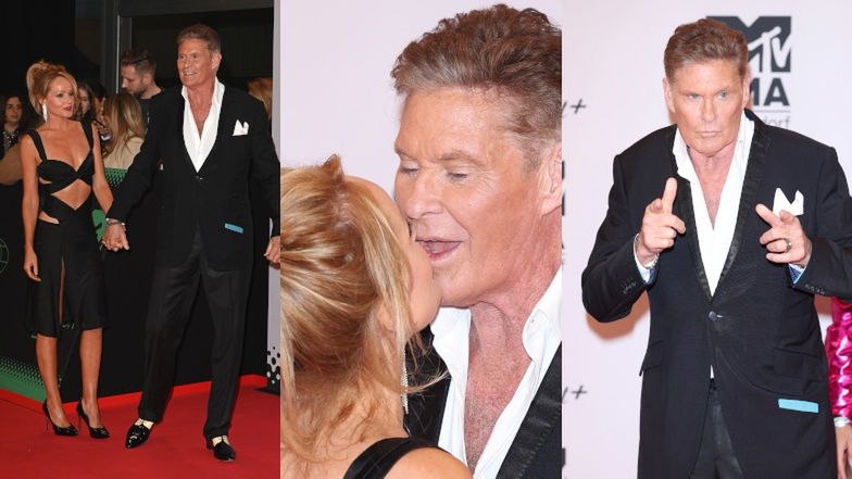 70-letni David Hasselhoff zasypuje pocałunkami młodszą o 27 lat żonę na gali MTV EMA (ZDJĘCIA)
