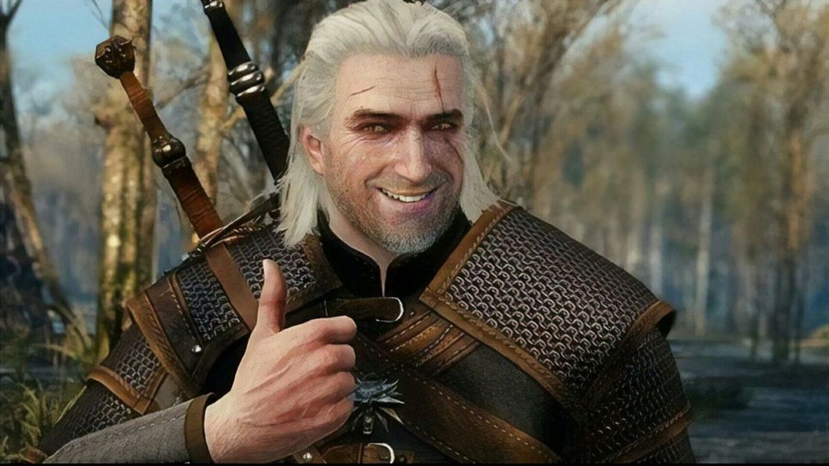 Geralt pokazuje kciuk w górę