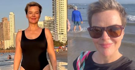 52-letnia Monika Richardson podbija kolumbijską plażę w jednoczęściowym stroju kąpielowym. Fajnie ma?