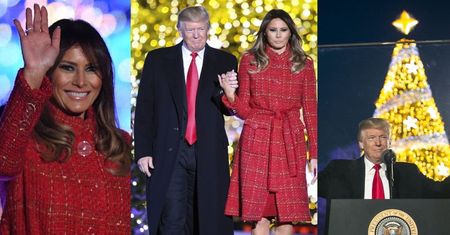 Wystrojona Melania i zadowolony Donald zapalają choinkę przed Białym Domem (ZDJĘCIA)