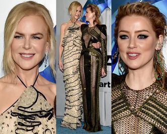 Amber Heard z zaklejonym kroczem tuli Nicole Kidman na premierze