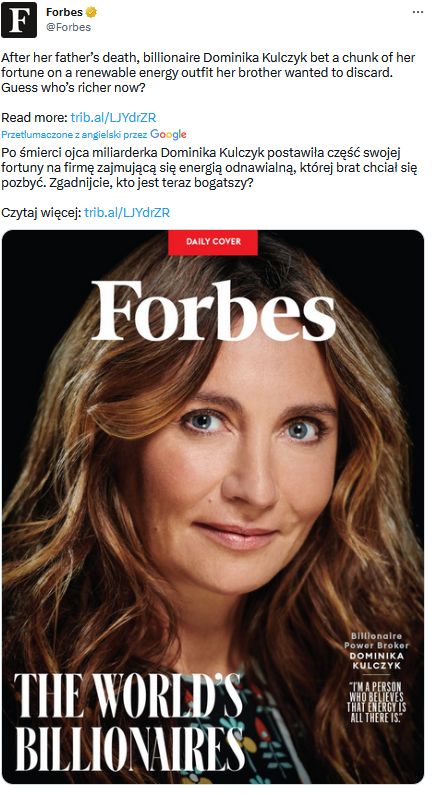 Dominika Kulczyk bohaterką reportażu amerykańskiego "Forbesa"
