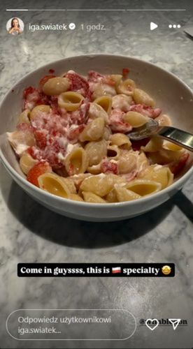 makaron z truskawkami / Iga Świątek/Instagram