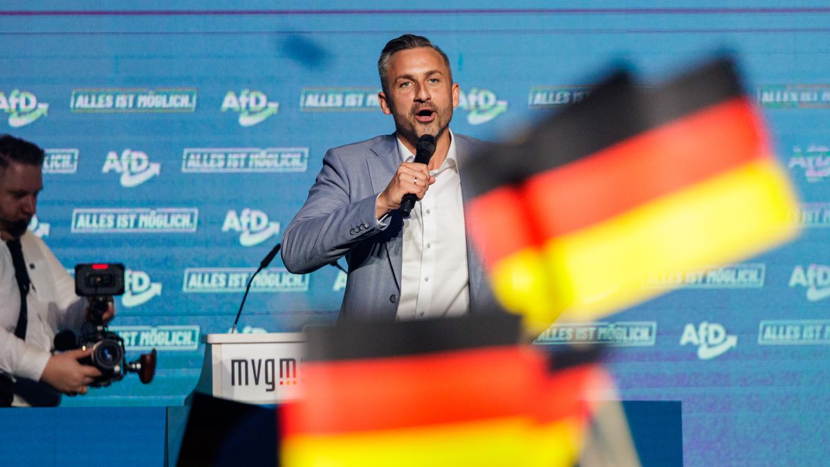 AfD Holds Final Campaign Rally On Eve Of Saxony-Anhalt Elections
MAGDEBURG, GERMANY - SEPTEMBER 5: AfD lead candidate Ulrich Siegmund of the far-right Alternative for Germany (AfD) political party, speaks to supporters during the final campaign rally on the eve of state elections in Saxony-Anhalt on September 5, 2026 in Magdeburg, Germany. The AfD is leading in polls with a double-digit margin ahead of tomorrow's election. (Photo by Jens Schlueter/Getty Images)
Jens Schlueter
bestof, topix