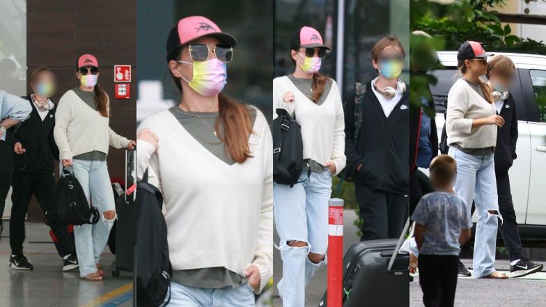 Alicja Bachleda-Curuś przyłapana na lotnisku w Gdańsku z synem