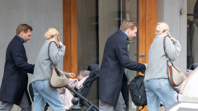 Rafał Zawierucha na spacerze z żoną i córką 