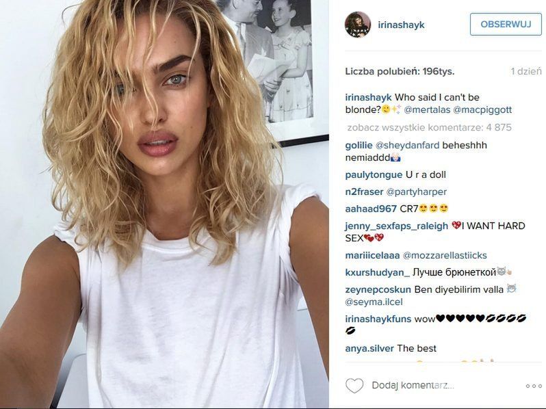Irina Shayk blondynką (fot. Instagram)