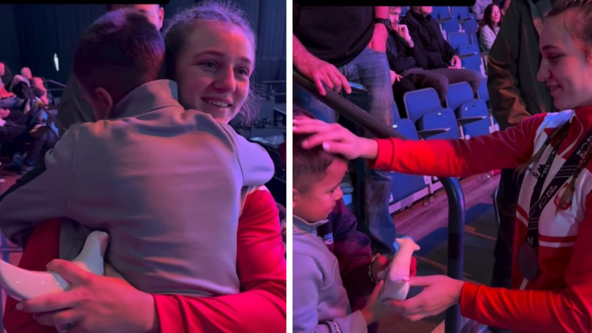 Instagram / Julia Szeremeta / Julia Szeremeta oddająca pamiątkę młodemu kibicowi