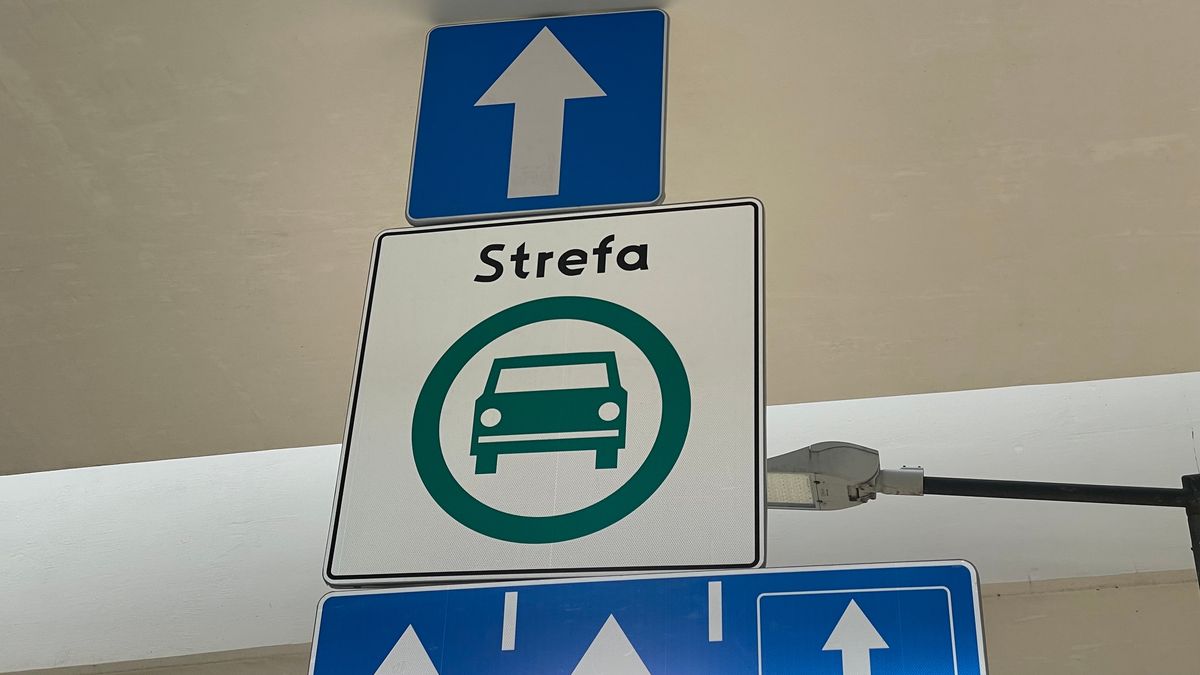 Znak D-54, oznaczający strefę czystego transportu