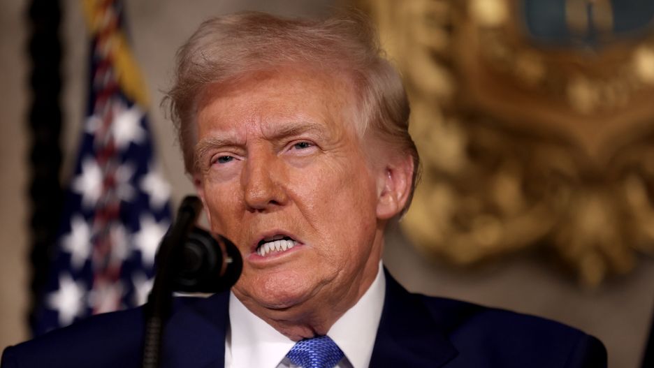 PALM BEACH, FLORIDA - FEBRUARY 18:: U.S. President Donald Trump delivers remarks after signing an executive order on expanding access to IVF at his Mar-a-Lago resort on February 18, 2025 in Palm Beach, Florida. Later today, Fox News will air a joint interview between President Trump and Tesla and SpaceX CEO Elon Musk. (Photo by Joe Raedle/Getty Images)