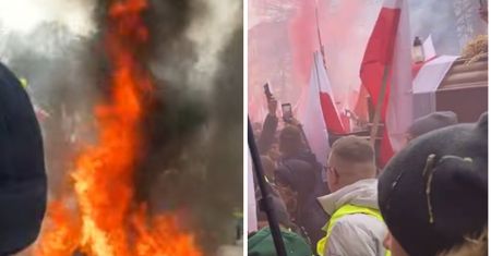 Nerwowo we Wrocławiu. Pojawił się ogień. Rolnicy blokują przejazd straży