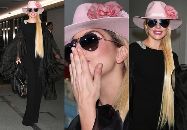 Elegancka Lady Gaga na lotnisku w Japonii (ZDJĘCIA)