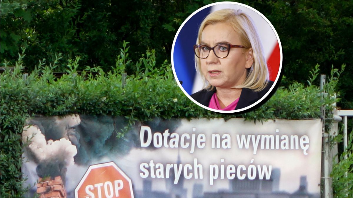 Baner informacyjny zachęcający mieszkańców do wymiany starych pi