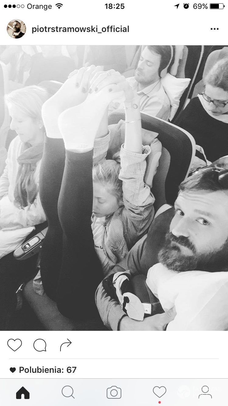 Kasia Warnke i Piotr Stramowski w samolocie do Nowego Jorku. Zdjęcia
