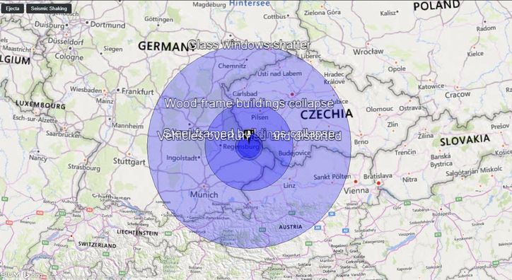 Symulacja skutków uderzenia hipotetycznej asteroidy 2021PDC