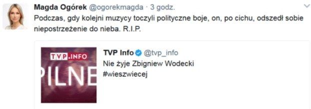 Magdalena Ogórek o śmierci  Wodeckiego