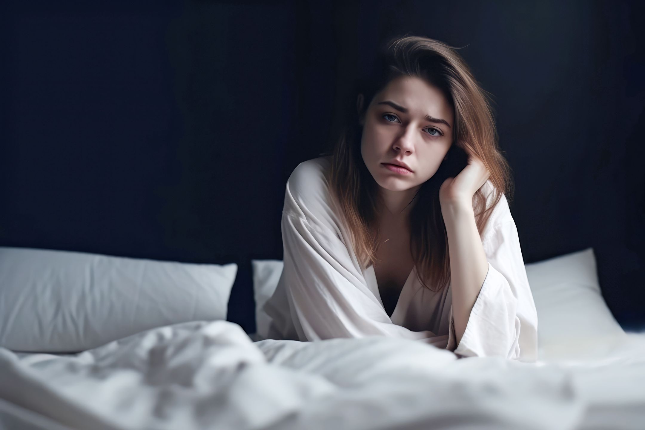 schlafstörungen, schlaf, migräne, frau, unausgeschlafen, bett, kopfschmerzen, schlafprobleme, schlafgesundheit, sorgen, gesundheit, mobbing, schlafen, mädchen, jung, schmerzen, schlafzimmer, psychologie, aufstehen, wach, sitzend, probeme, kater, alkohol, ruhe, krankheit, psyche, psychotherapie, medizin, erholsamer schlaf, träumen, müde, traum, nacht, stress, schnarchen, schlafapnoe, porträt, ruhebedürfnis, apnoe, schlaflabor, zuhause, morgen, person, gesicht, leute, erholung, entspannen
