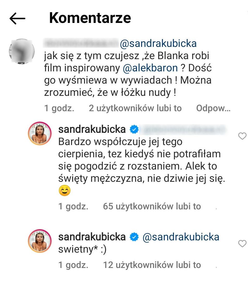 Sandra Kubicka zareagowała na filmowy pomysł Blanki Lipińskiej