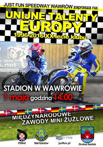 Plakat promujący imprezę Unijne Talenty Europy (źródło: GUKS Speedway Wawrów)