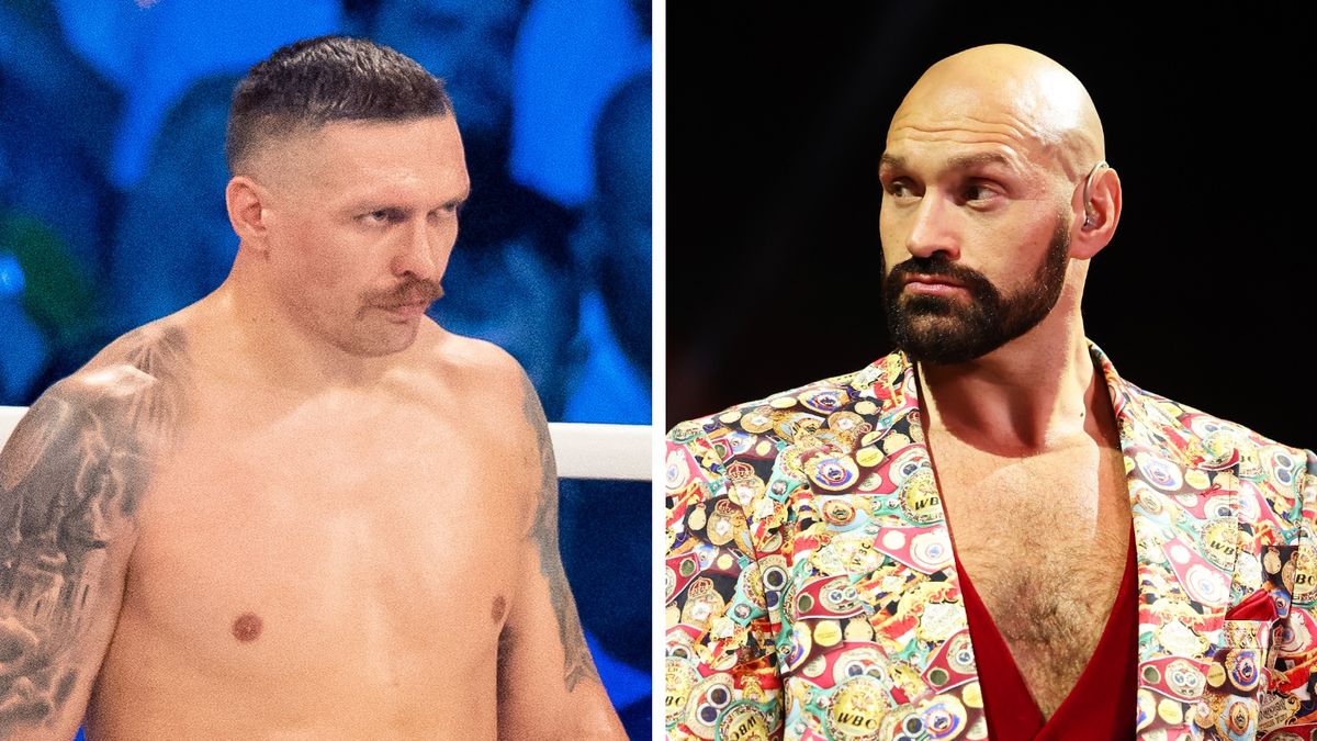 Getty Images / Foto Olimpik/NurPhoto / Na zdjęciu: Ołeksandr Usyk i Tyson Fury (fot. Richard Pelham/Getty Images)