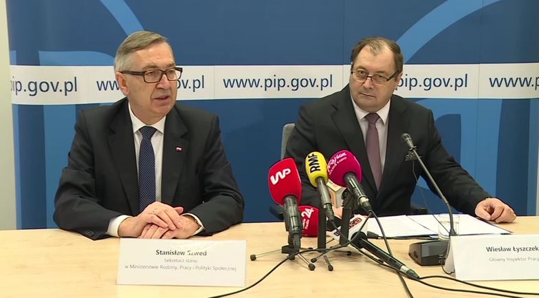Stanisław Szwed, sekretarz stanu w resorcie pracy, oraz Wiesław Łyszczek, Główny Inspektor Pracy