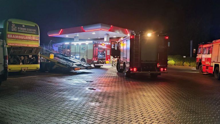 Pożar ukraińskiego autobusu-ambulansu