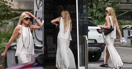 Odziana w jasne fatałaszki Monika Olejnik zmierza do apteki w sandałkach Chanel za 8 TYSIĘCY. Powiało luksusem? (ZDJĘCIA)