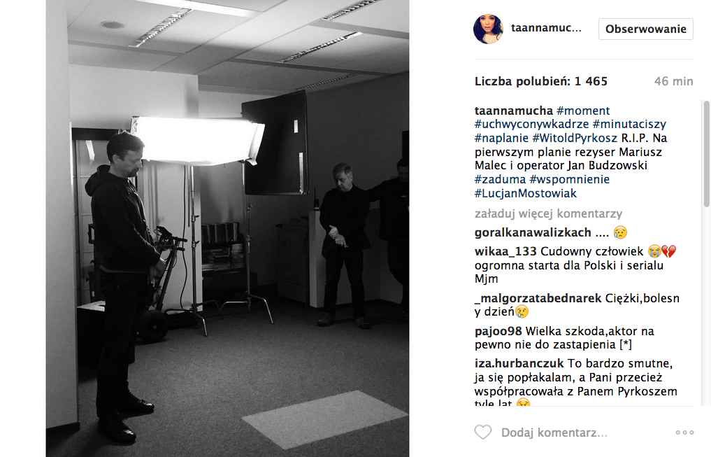 Anna Mucha o śmierci Witolda Pyrkosza, wspomnienie