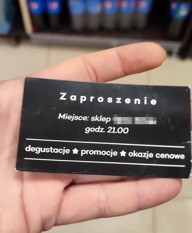 Zaproszenie na imprezę w sklepie alkoholowym