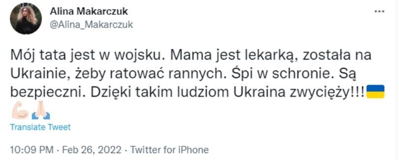 Dziennikarka TVN24 Alina Makarczuk pisze o przebywających w Ukrainie rodzicach