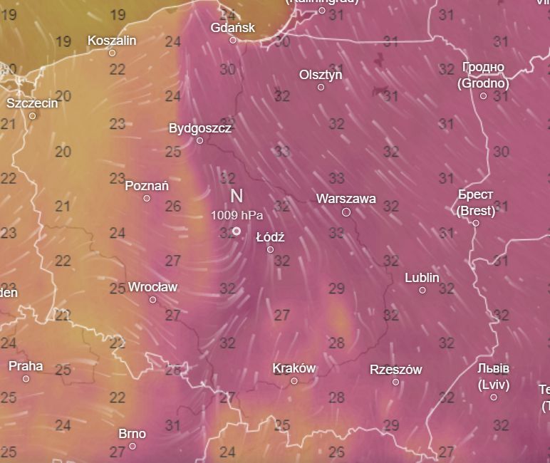 Prognoza na wtorek, 16 lipca