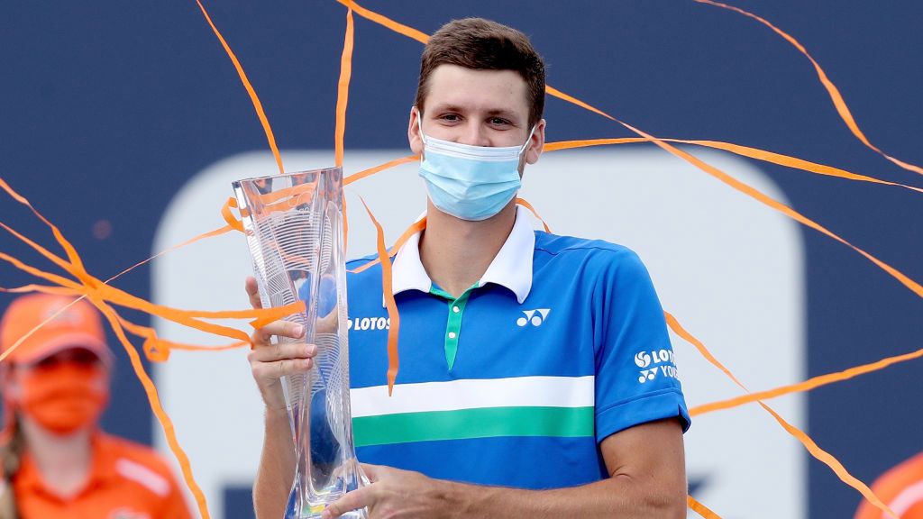 Getty Images / Matthew Stockman / Na zdjęciu: Hubert Hurkacz, mistrz Miami Open 2021