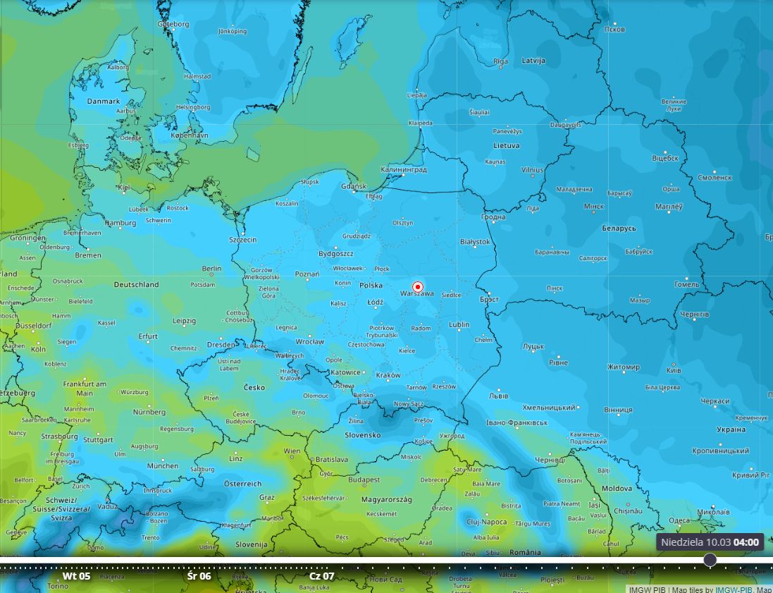 Prognoza średnioterminowa - niedziela 10.03  