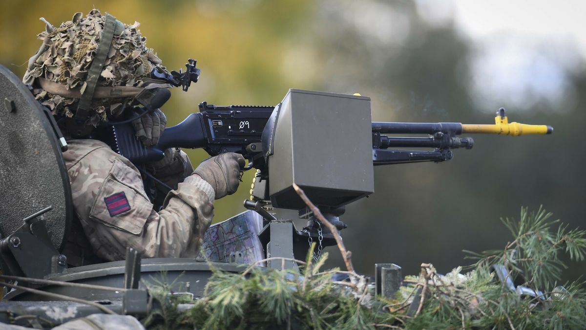 arch52
A soldier of UK contingents takes part in the Bold Hussar military exercise, at the Central Training Area near Tapa army base in Estonia, Wednesday, Oct. 12, 2022. Bold Hussar is a military practice exercise of the Estonian Defence Forces and NATO allied units. About two thousands military personnel are participating in the maneuvers. (AP Photo/Sergei Stepanov)
Sergei Stepanov