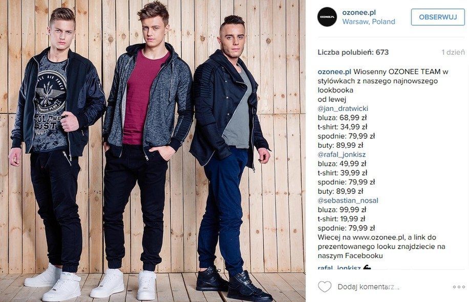 Jan Dratwicki, Rafał Jonkisz, Sebastian Nosal, sesja Ozonee wiosna 2016 (fot. Instagram)