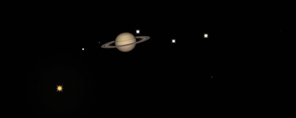 Saturn i jego księżyce w dużym zbliżeniu. Prognoza na 30 sierpnia