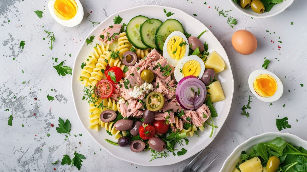 Ekspresowa sałatka makaronowa z tuńczykiem i jajkiem. Idealna na lunch do pracy. Poznaj przepis na smaczny posiłek w 15 minut