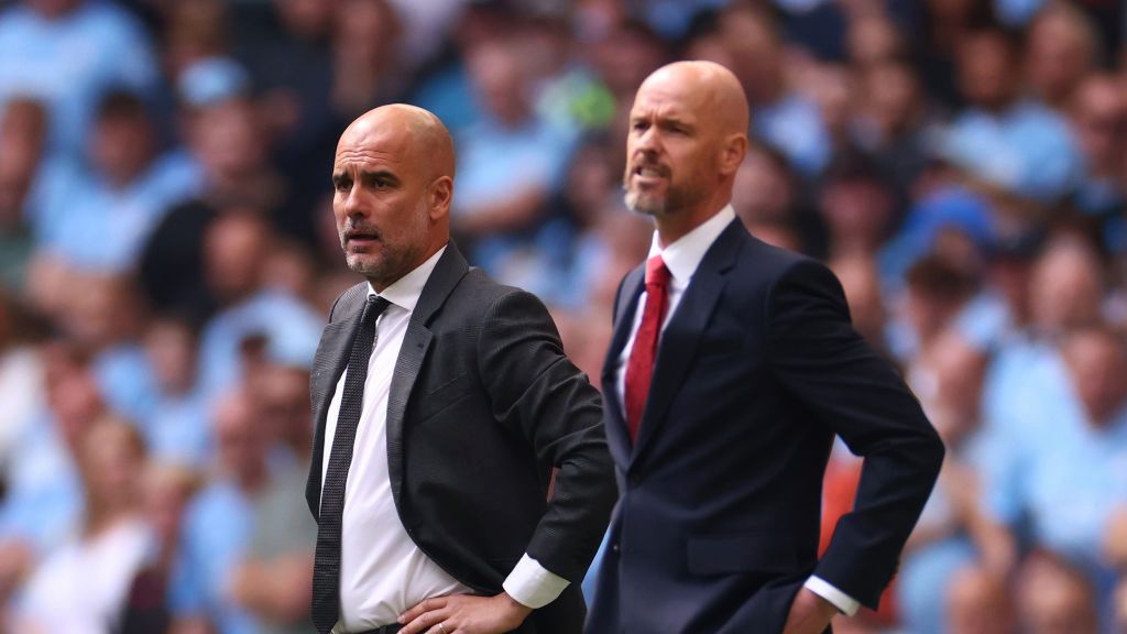 Getty Images / Marc Atkins / Na zdjęciu: Pep Guardiola i Erik ten Hag