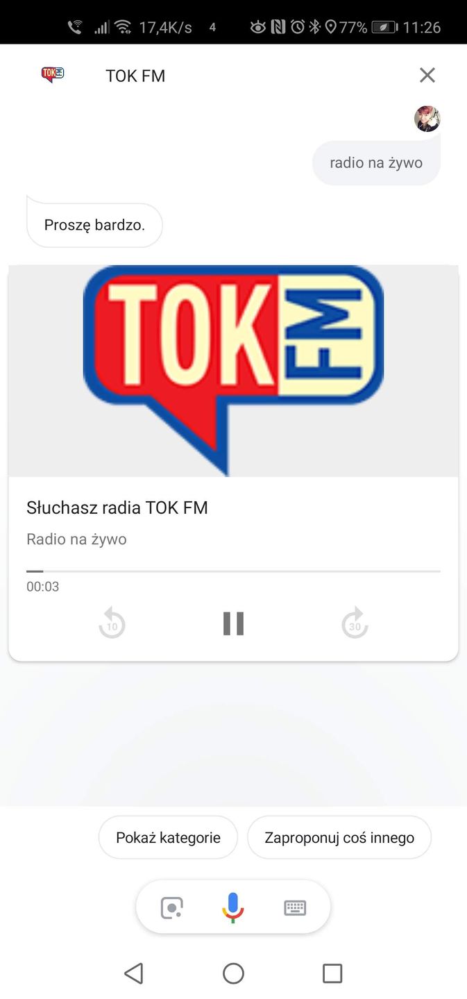 Widok odtwarzania radia na żywo