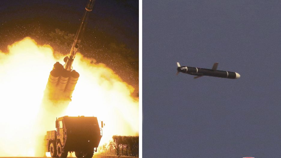 North Korea test fires long-range cruise missileepa09464832 An undated combination photo released by the official North Korean Central News Agency (KCNA) shows the test firing of a long-range cruise missile, conducted by the Academy of Defence Science of the DPRK, from an undisclosed location in North Korea (issued 13 September 2021). According to the KCNA, the weapon was successfully tested on 11 and 12 September and struck targets 1,500 kilometers away from the launch site before landing in the nation's terrirorial waters.  EPA/KCNA   EDITORIAL USE ONLY Dostawca: PAP/EPA.KCNA