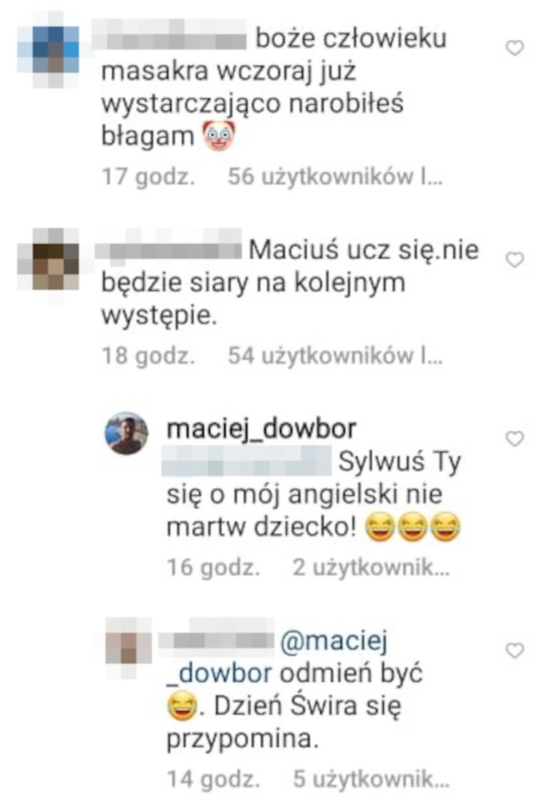 Komentarze pod postem Macieja Dowbora o Maneskin