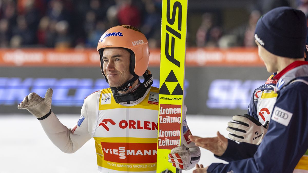Stefan Kraft (AUT)  during the men's ski jumping World Cup team competition in Zakopane, Poland on January 19, 2025. (Photo by Andrzej Iwanczuk/NurPhoto via Getty Images)