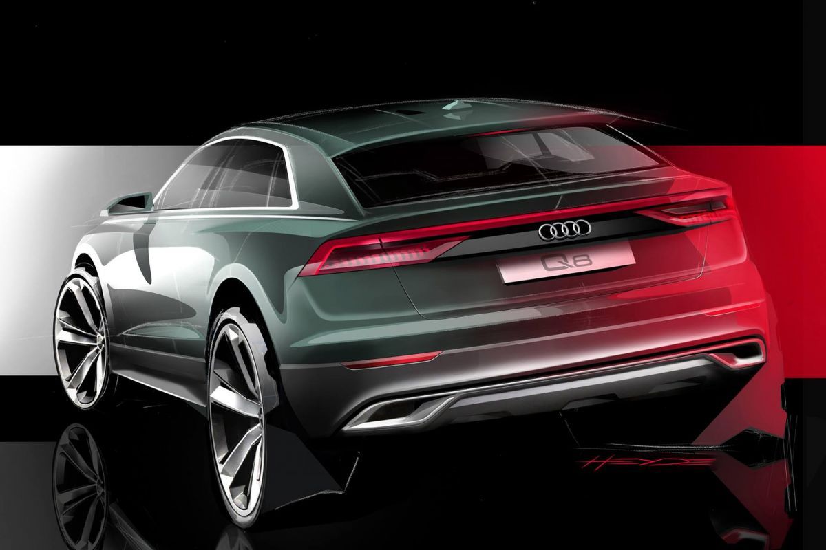 Nowe Audi Q8 (2018) - szkic tyłu wersji produkcyjnej poznaliśmy już wcześniej