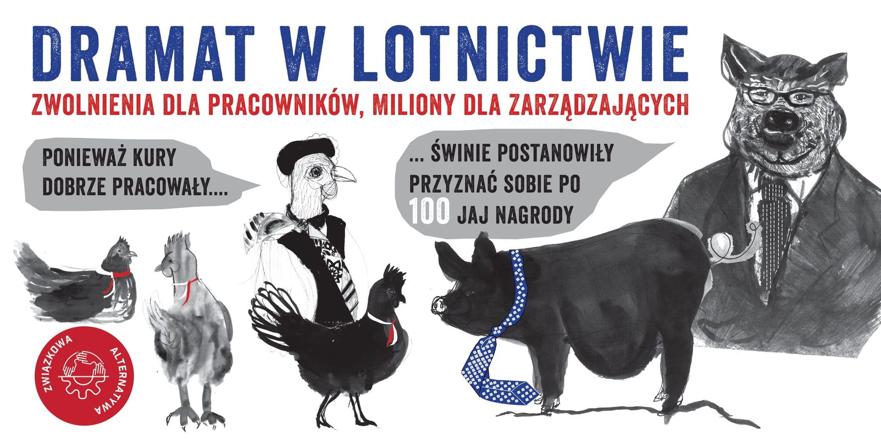 Plakat, jaki związkowcy chcieli wywiesić przed siedzibą PLL LOT 